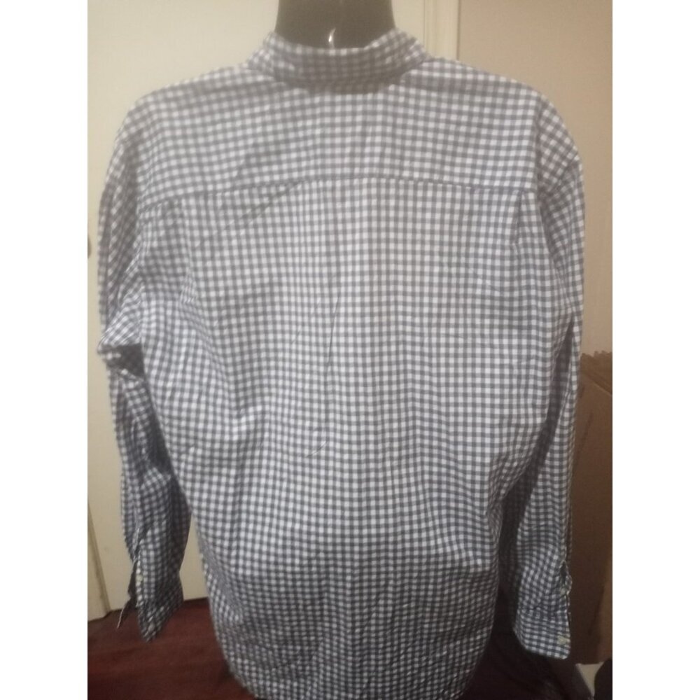 NWT Men's GAP Slim Fit Poplin Stretch Long Sleeve Shirt, Blue White Check 2XL - Picture 8 of 14